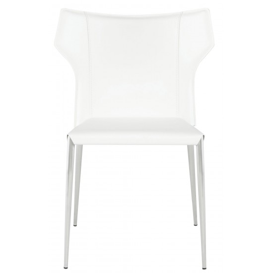 Wayne White Leather Dining Chair, HGND136