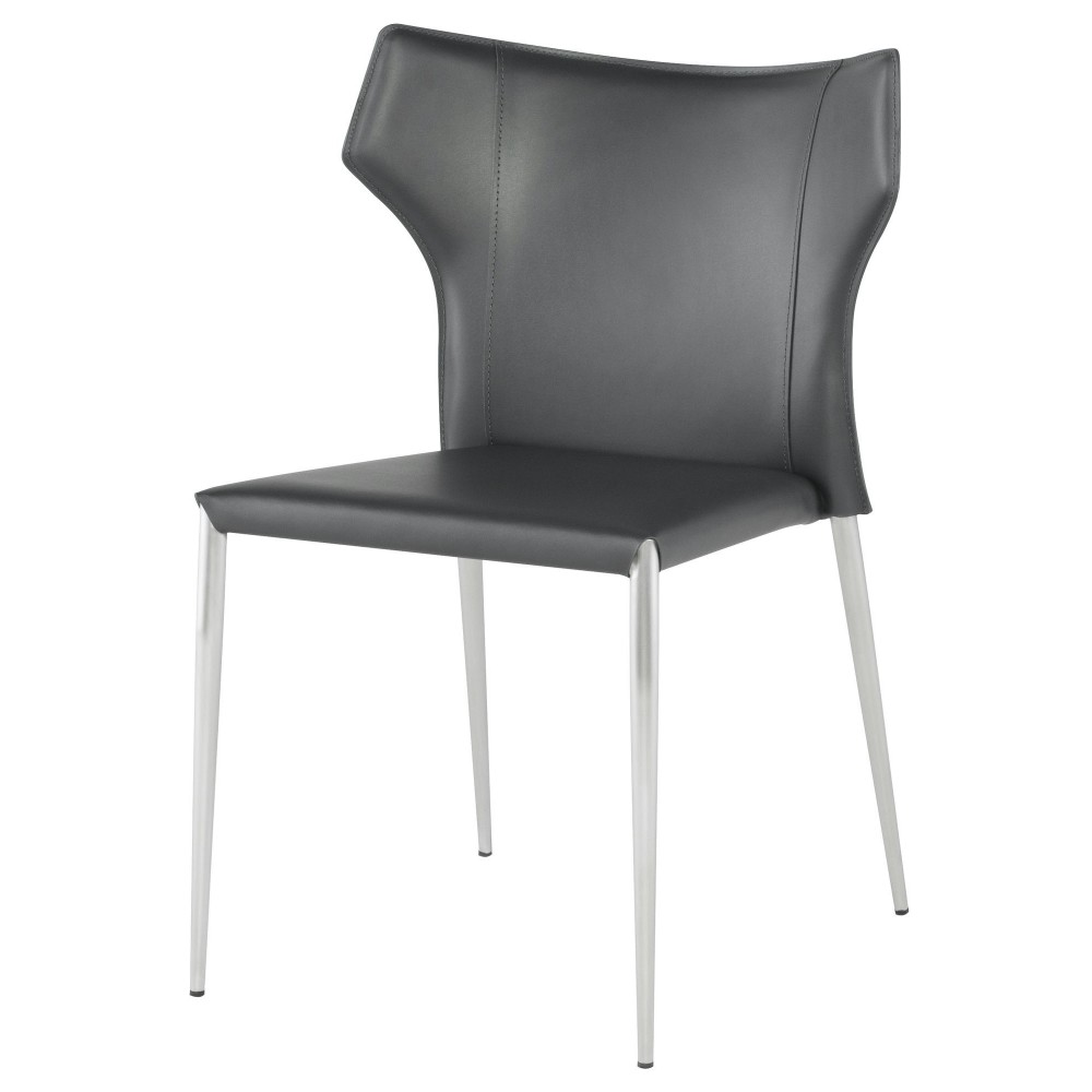 Wayne Dark Grey Leather Dining Chair, HGND137