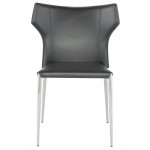 Wayne Dark Grey Leather Dining Chair, HGND137