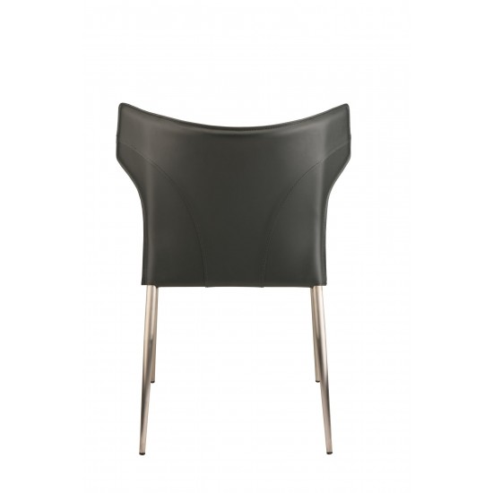 Wayne Dark Grey Leather Dining Chair, HGND137