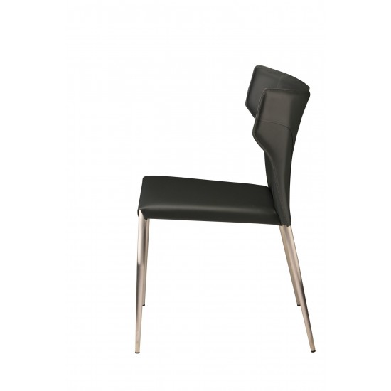 Wayne Dark Grey Leather Dining Chair, HGND137