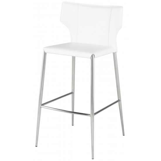 Wayne White Leather Bar Stool, HGND141