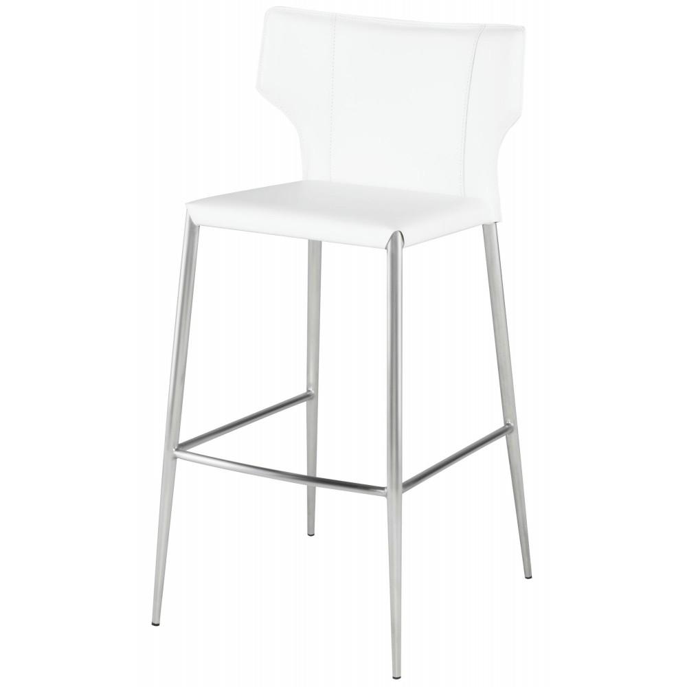 Wayne White Leather Bar Stool, HGND141 Wayne White Leather Bar Stool, HGND141