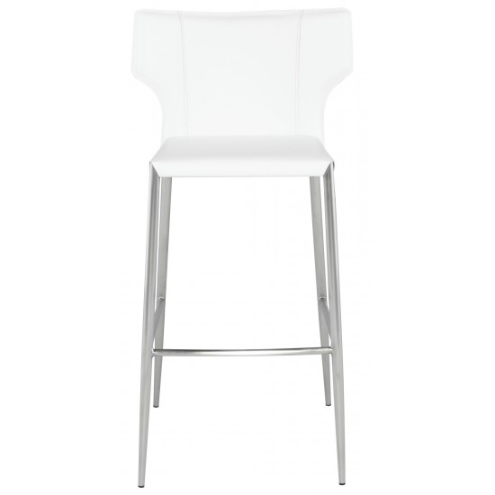 Wayne White Leather Bar Stool, HGND141