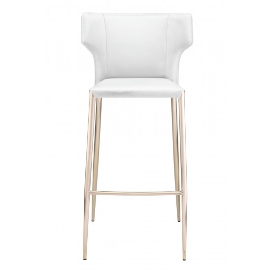 Wayne White Leather Bar Stool, HGND141