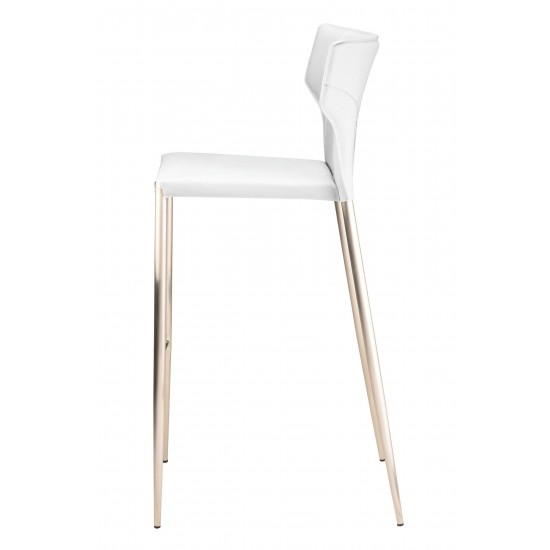 Wayne White Leather Bar Stool, HGND141