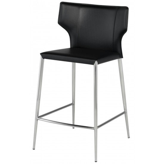 Wayne Black Leather Counter Stool, HGND145