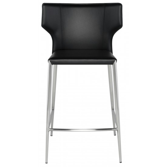 Wayne Black Leather Counter Stool, HGND145