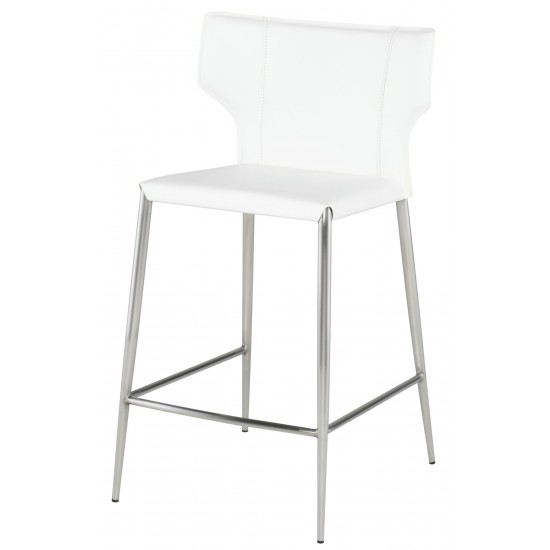 Wayne White Leather Counter Stool, HGND146