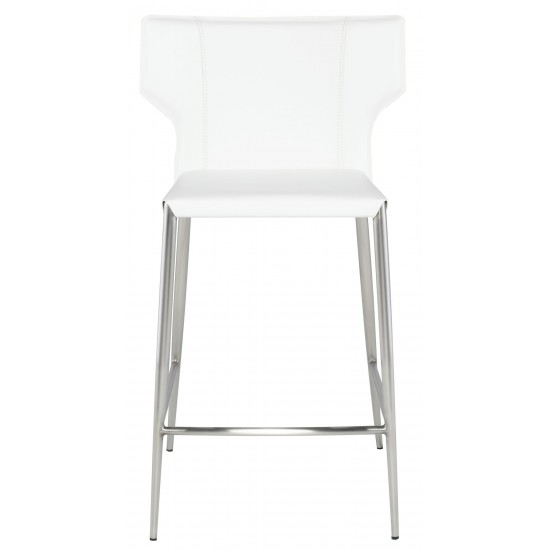 Wayne White Leather Counter Stool, HGND146