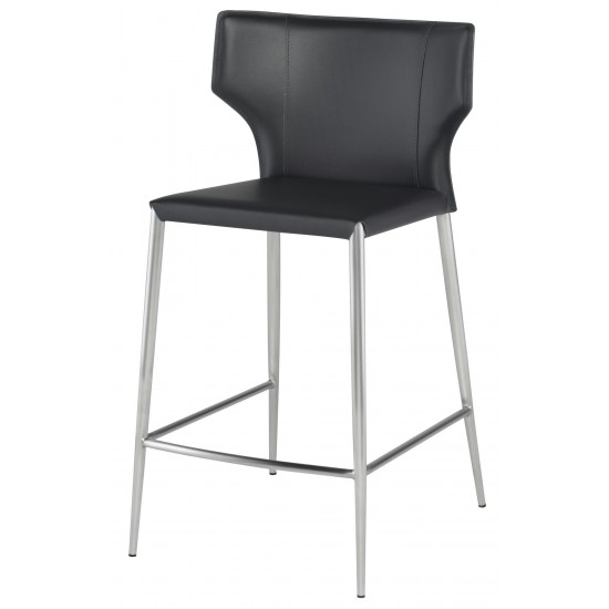 Wayne Dark Grey Leather Counter Stool, HGND147