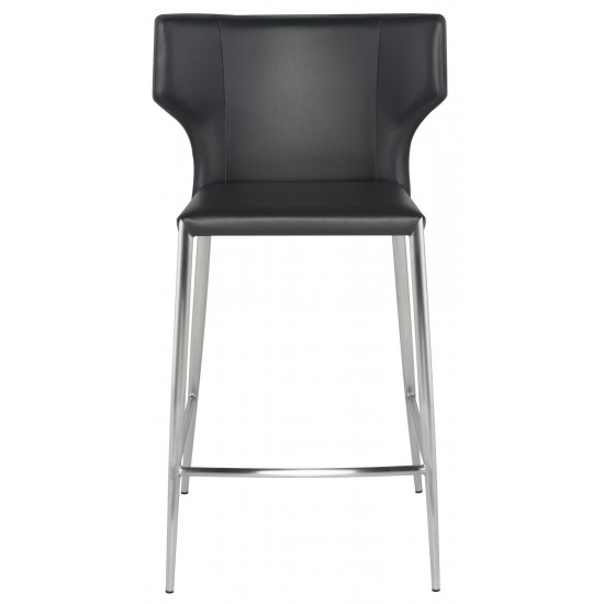 Wayne Dark Grey Leather Counter Stool, HGND147