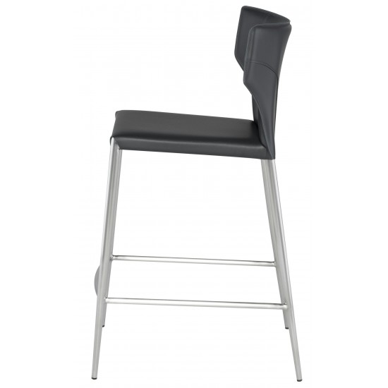 Wayne Dark Grey Leather Counter Stool, HGND147