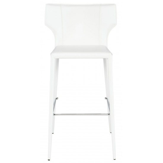 Wayne White Leather Bar Stool, HGND151