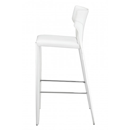 Wayne White Leather Bar Stool, HGND151