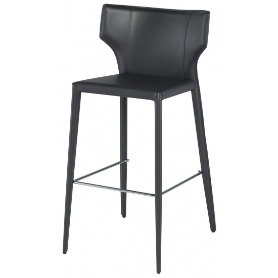 Wayne Dark Grey Leather Bar Stool, HGND152