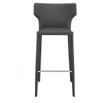 Wayne Dark Grey Leather Bar Stool, HGND152