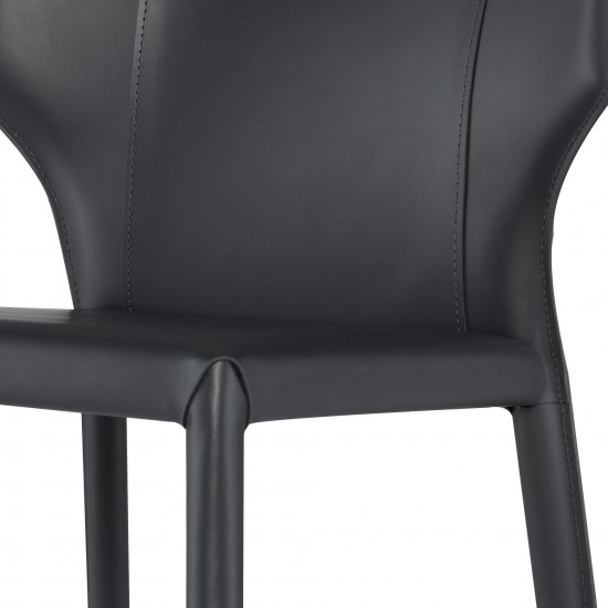 Wayne Dark Grey Leather Bar Stool, HGND152