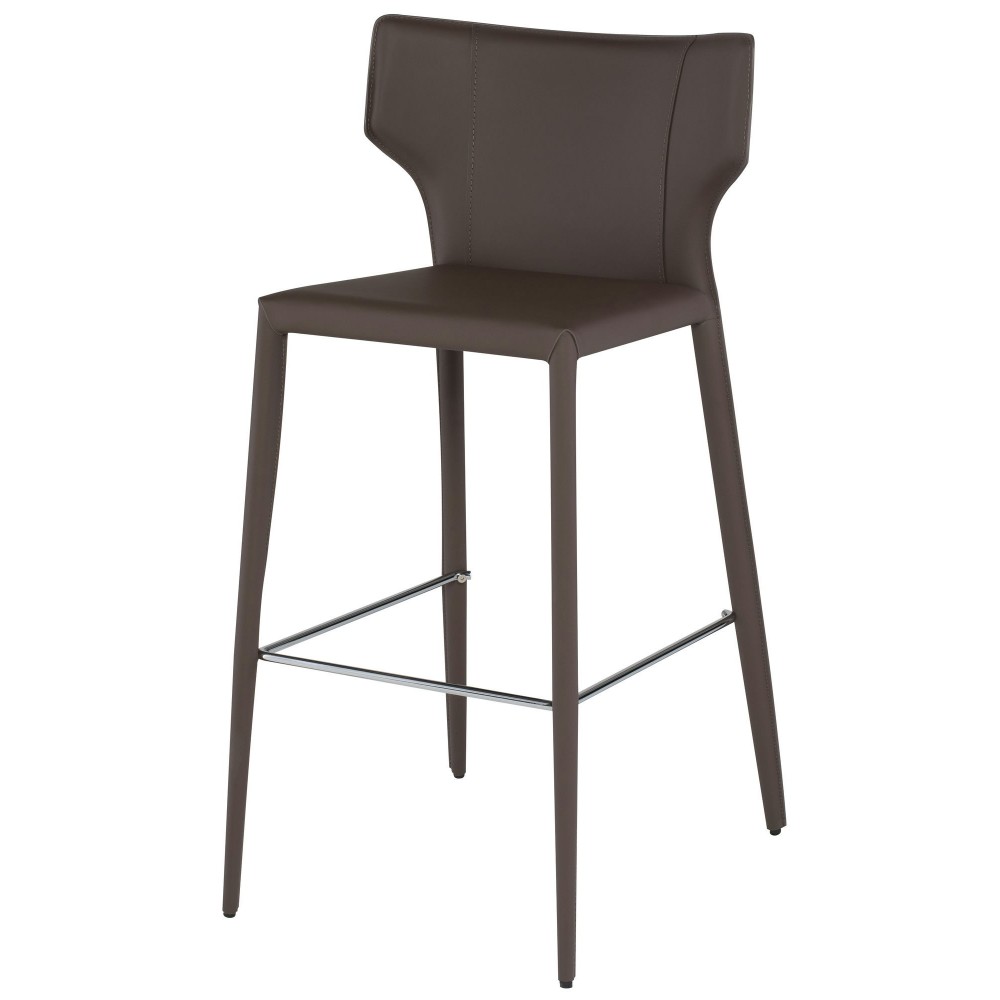 Wayne Mink Leather Bar Stool