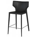 Wayne Black Leather Counter Stool, HGND155