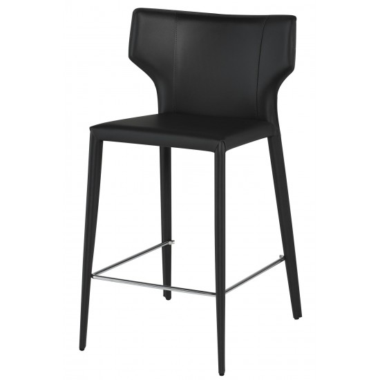 Wayne Black Leather Counter Stool, HGND155