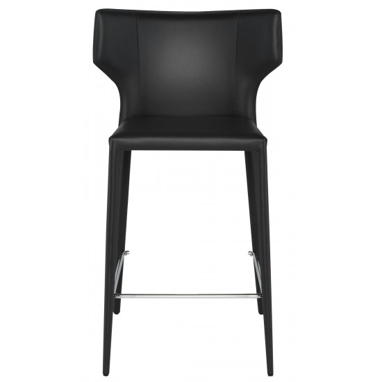 Wayne Black Leather Counter Stool, HGND155