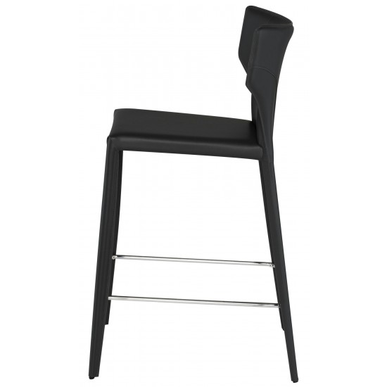 Wayne Black Leather Counter Stool, HGND155