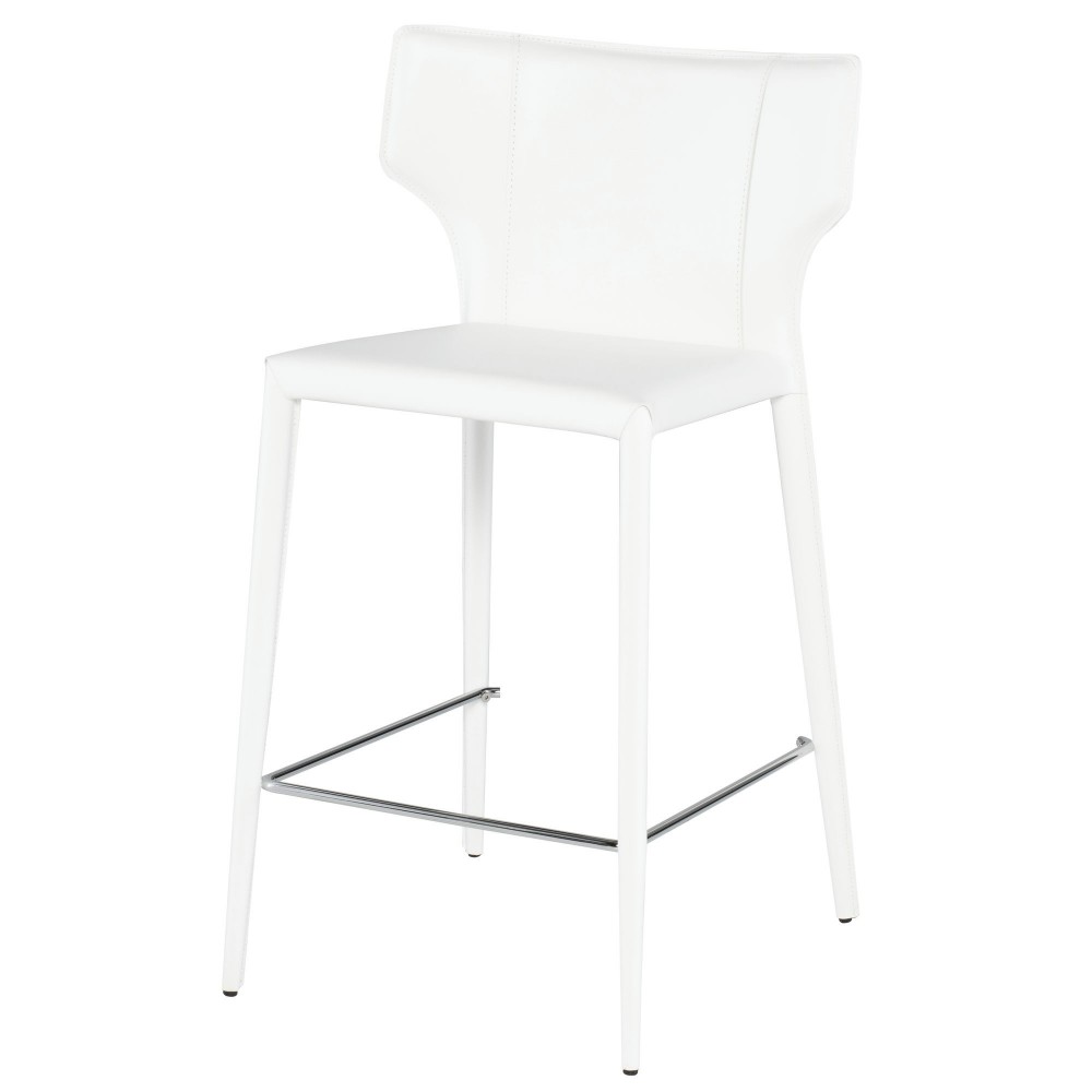 Wayne White Leather Counter Stool, HGND156