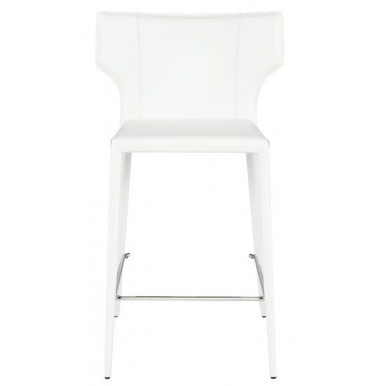 Wayne White Leather Counter Stool, HGND156