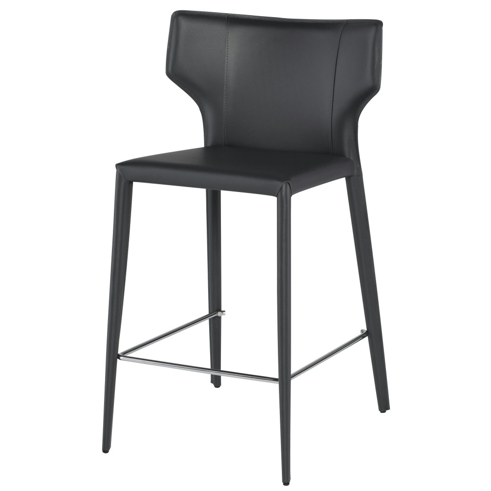 Wayne Dark Grey Leather Counter Stool, HGND157