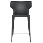 Wayne Dark Grey Leather Counter Stool, HGND157