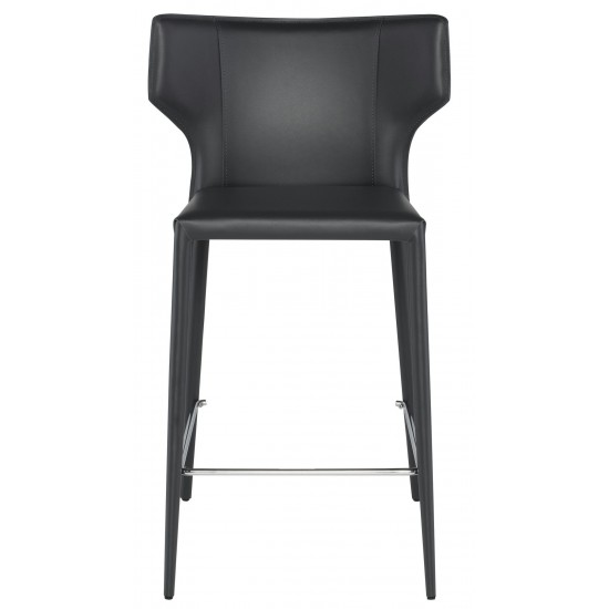 Wayne Dark Grey Leather Counter Stool, HGND157