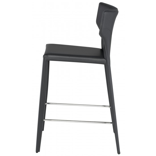 Wayne Dark Grey Leather Counter Stool, HGND157