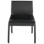 Delphine Black Leather Dining Chair