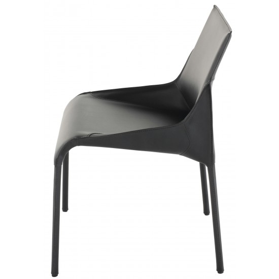 Delphine Black Leather Dining Chair