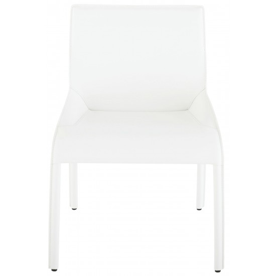 Delphine White Leather Dining Chair