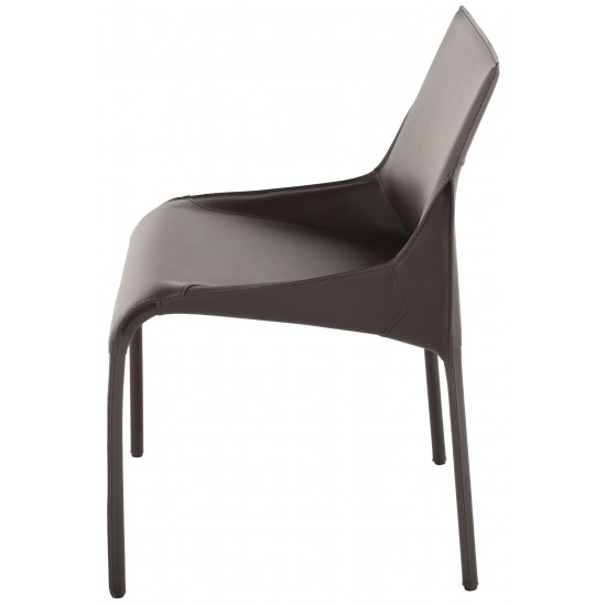 Delphine Brown Leather Dining Chair