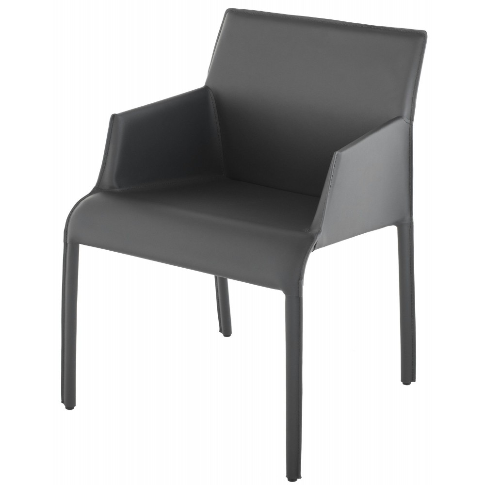 Delphine Dark Grey Leather Dining Chair, HGND218