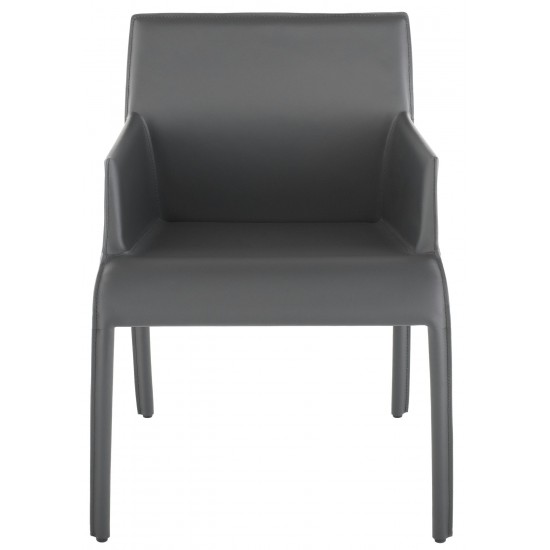 Delphine Dark Grey Leather Dining Chair, HGND218