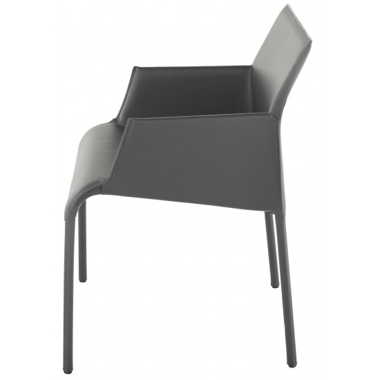 Delphine Dark Grey Leather Dining Chair, HGND218