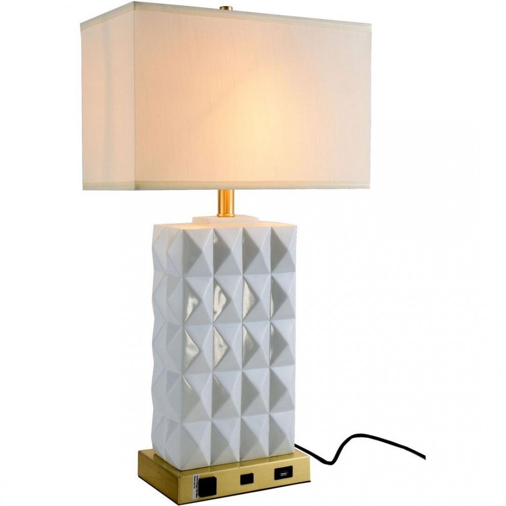 Elegant Decor Brio Collection 1-Light Brushed Brass And Frosted White Finish Table Lamp