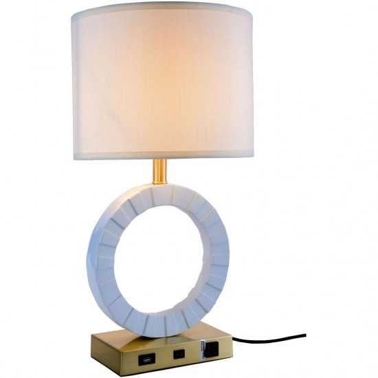 Elegant Decor Brio Collection 1-Light Brushed Brass And Frosted White Finish Table Lamp