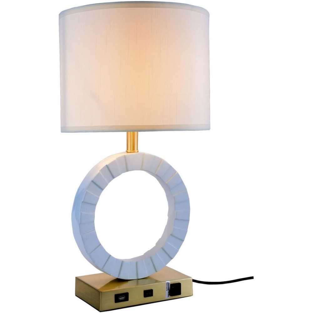 Elegant Decor Brio Collection 1-Light Brushed Brass And Frosted White Finish Table Lamp