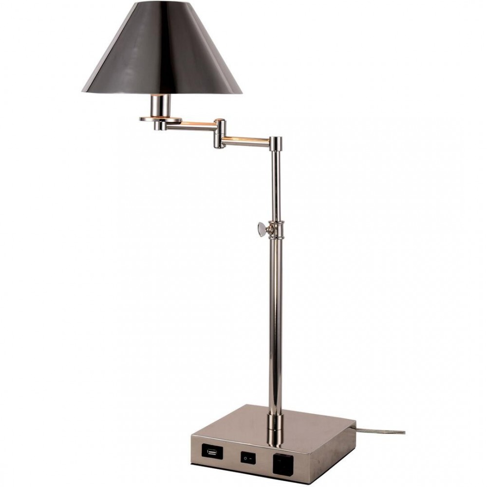 Elegant Decor Brio Collection 1-Light Polished Nickel Finish Table Lamp