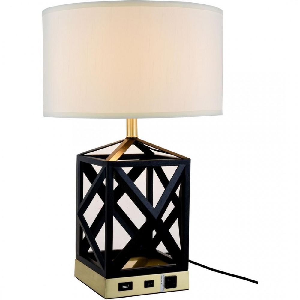 Elegant Decor Brio Collection 1-Light Black Finish Table Lamp