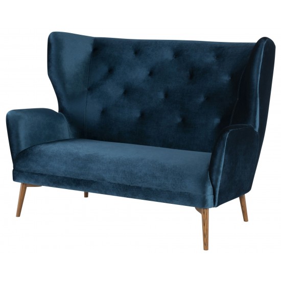 Klara Midnight Blue Fabric Double Seat Sofa