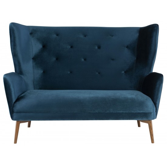 Klara Midnight Blue Fabric Double Seat Sofa