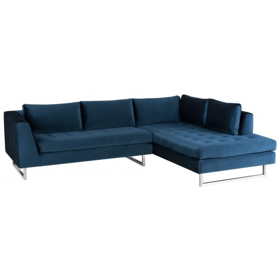 Janis Midnight Blue Fabric Sectional Sofa, HGSC252