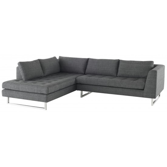 Janis Dark Grey Tweed Fabric Sectional Sofa, HGSC266