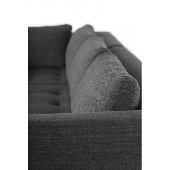 Janis Dark Grey Tweed Fabric Sectional Sofa, HGSC266